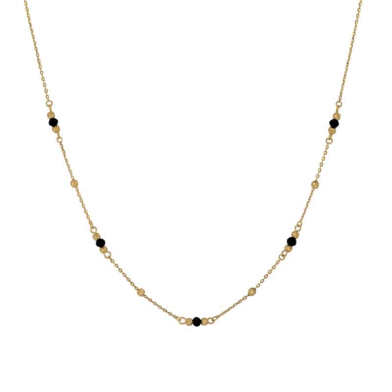 Złoty Naszyjnik– Czarny Onyks i Diamentowane Kuleczki 85204