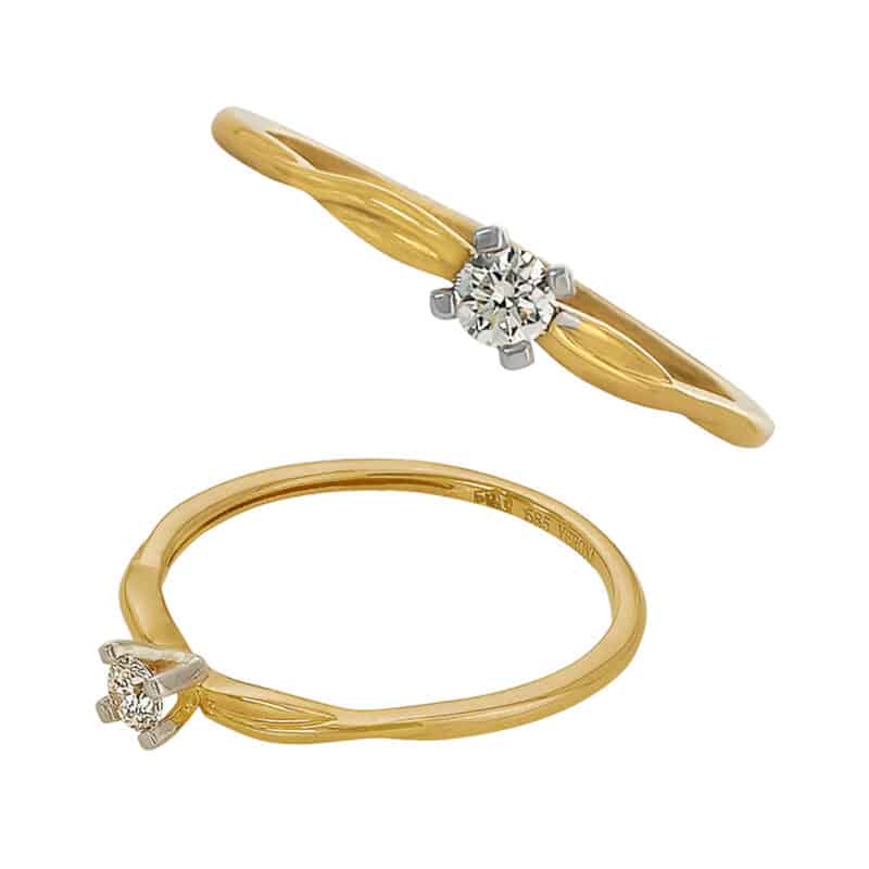 Pierścionek z brylantem z żółtego złota 0,10ct 85267