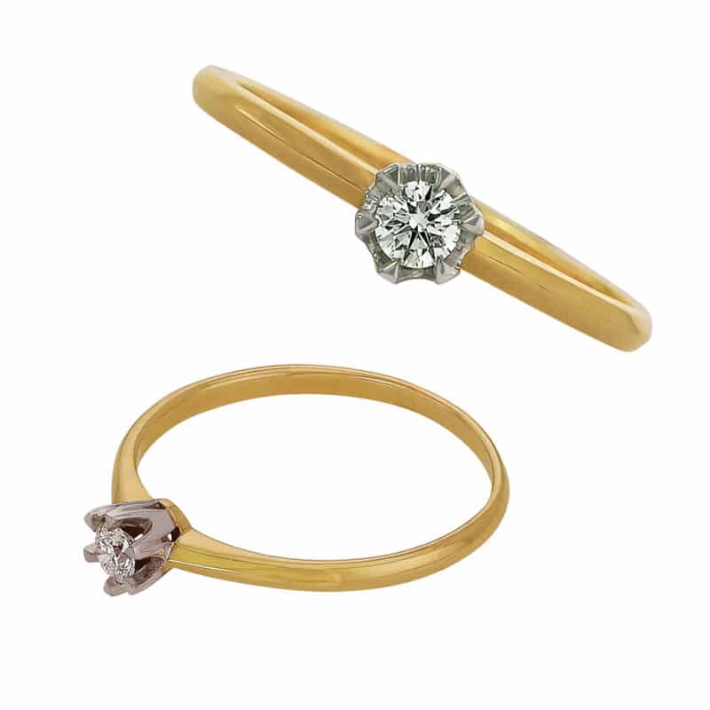 Pierścionek z brylantem w żółtym złocie 0,14ct 85268