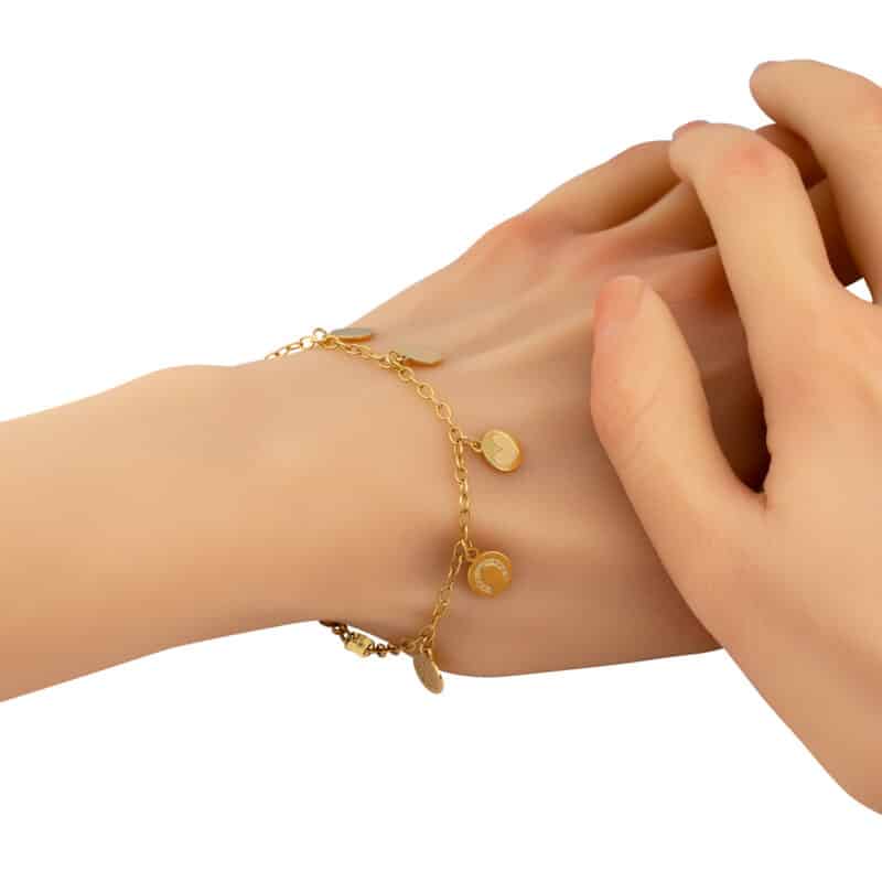 Złota Bransoletka z Symbolami Szczęścia i Miłości Dall'Acqua 82615