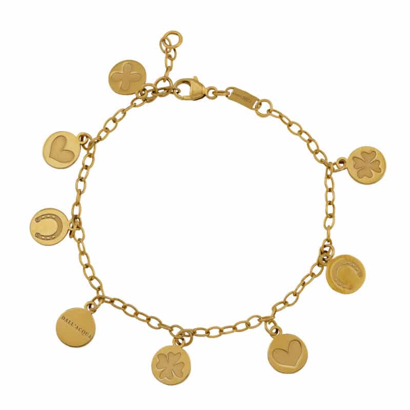 Złota Bransoletka z Symbolami Szczęścia i Miłości Dall'Acqua 82615