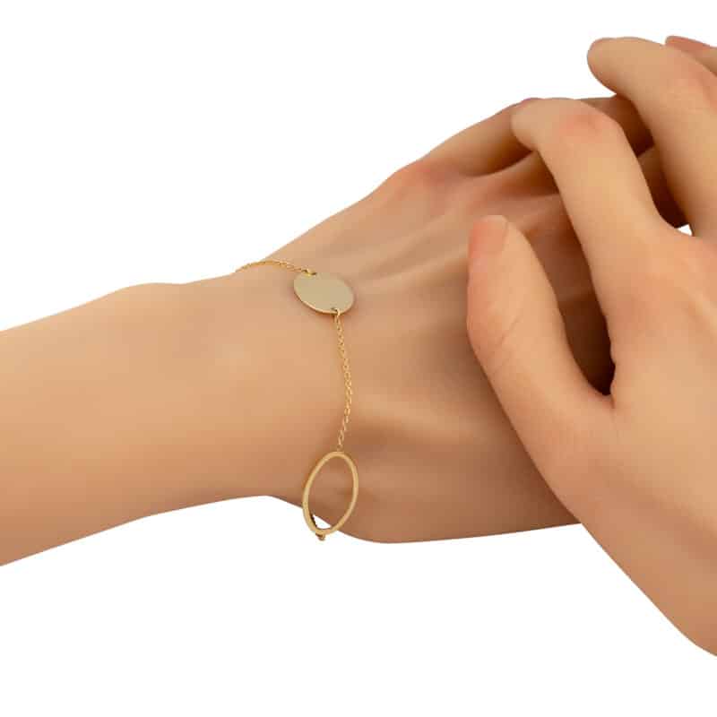 Złota Bransoletka z Gładkimi i Ażurowymi Owalnymi Blaszkami Dall'Acqua 82834