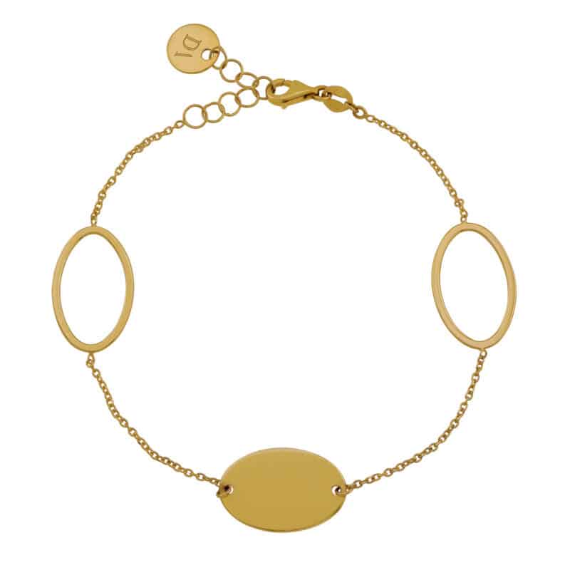 Złota Bransoletka z Gładkimi i Ażurowymi Owalnymi Blaszkami Dall'Acqua 82834