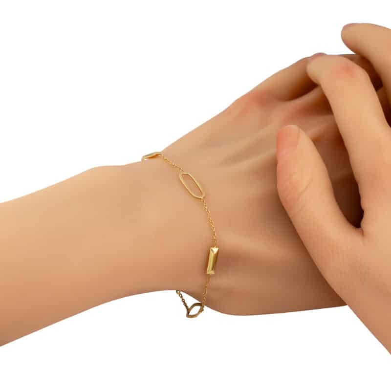 Złota Bransoletka z Geometrycznymi Owalmi i Tubkami Dall'Acqua 82835