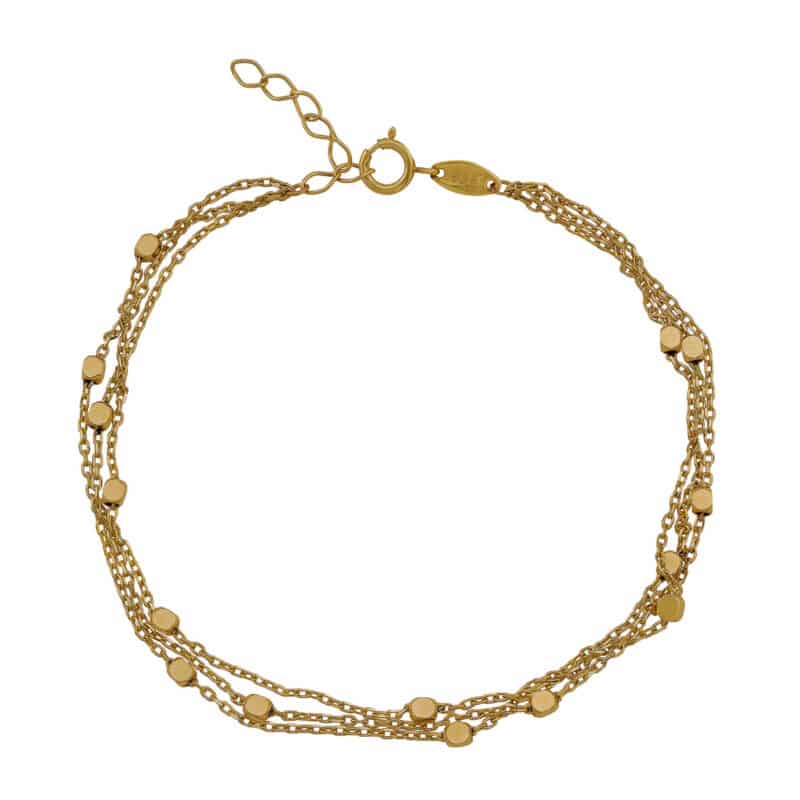 Złota Warstwowa Bransoletka z Satynowymi Kostkami 84625