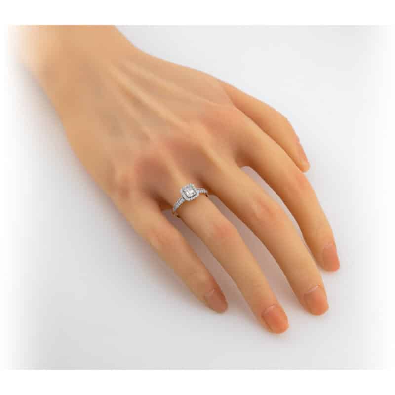 Złoty Pierścionek z Diamentami o Szlifie Bagietowym i Brylantowym 85274