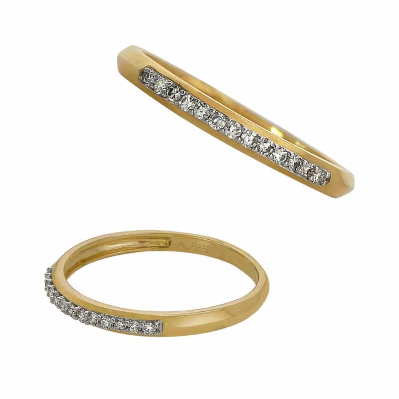 Złoty Pierścionek Obrączkowy z Brylantami 85275