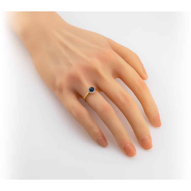 Złoty Pierścionek z Szafirem i Brylantami 85281