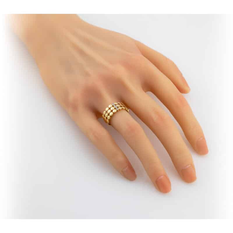 Złoty Pierścionek Szeroki z Brylantami 85282