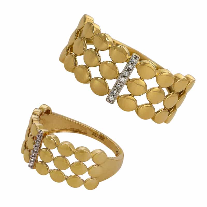 Złoty Pierścionek Szeroki z Brylantami 85282