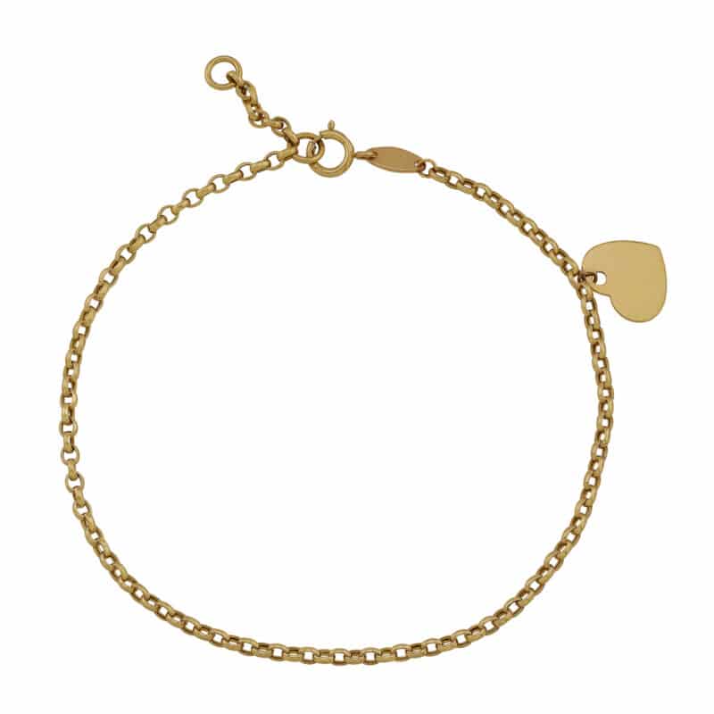 Złota bransoletka splot Rolo z zawieszką w kształcie serca 85130