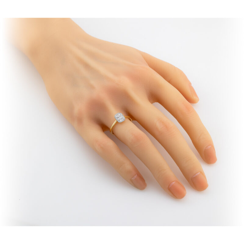 Złoty Pierścionek z Diamentową Mozaiką i Brylantami - 84181