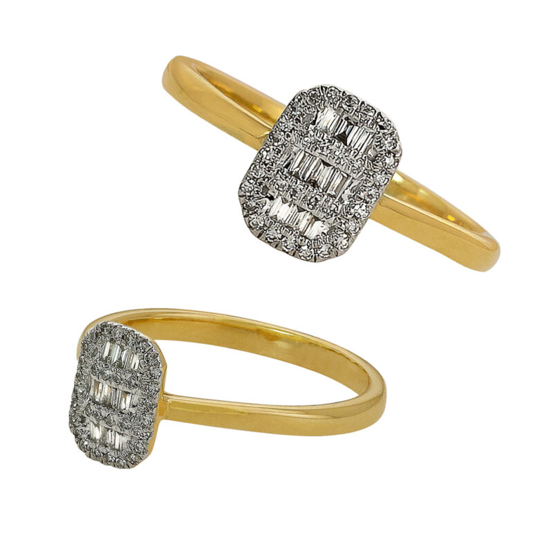 Złoty Pierścionek z Diamentową Mozaiką i Brylantami - 84181