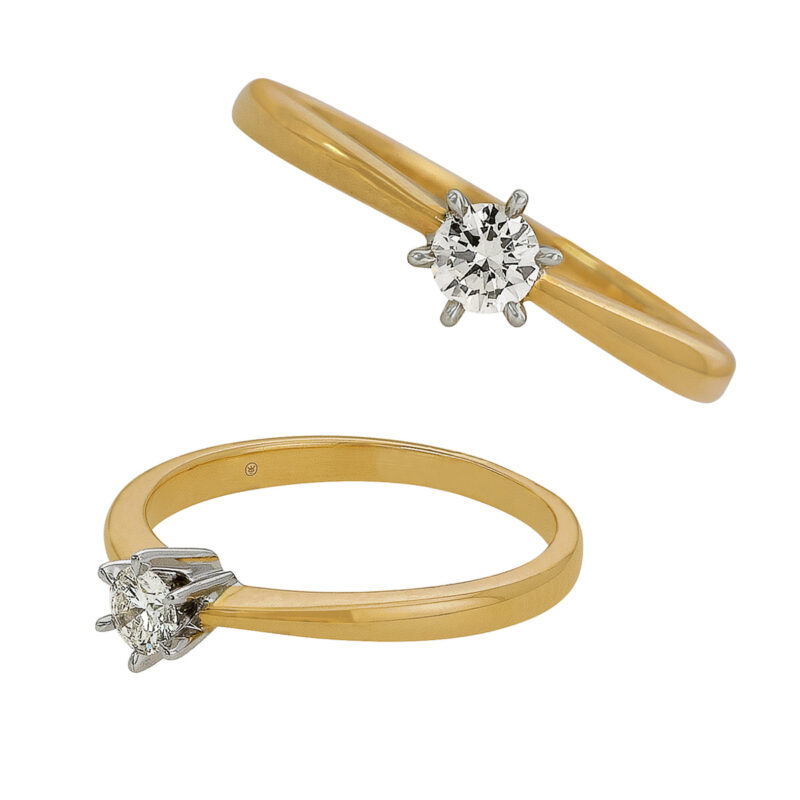 Klasyczny Złoty Pierścionek Zaręczynowy z Brylantem- 84482