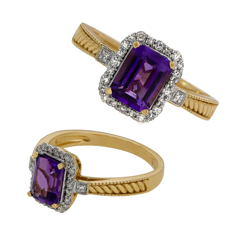 Złoty Pierścionek Królewski z Diamentową Aureolą - 84495