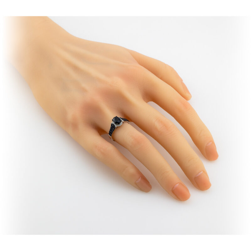 Złoty Pierścionek z Naturalnym Szafirem i Brylantami - 80900