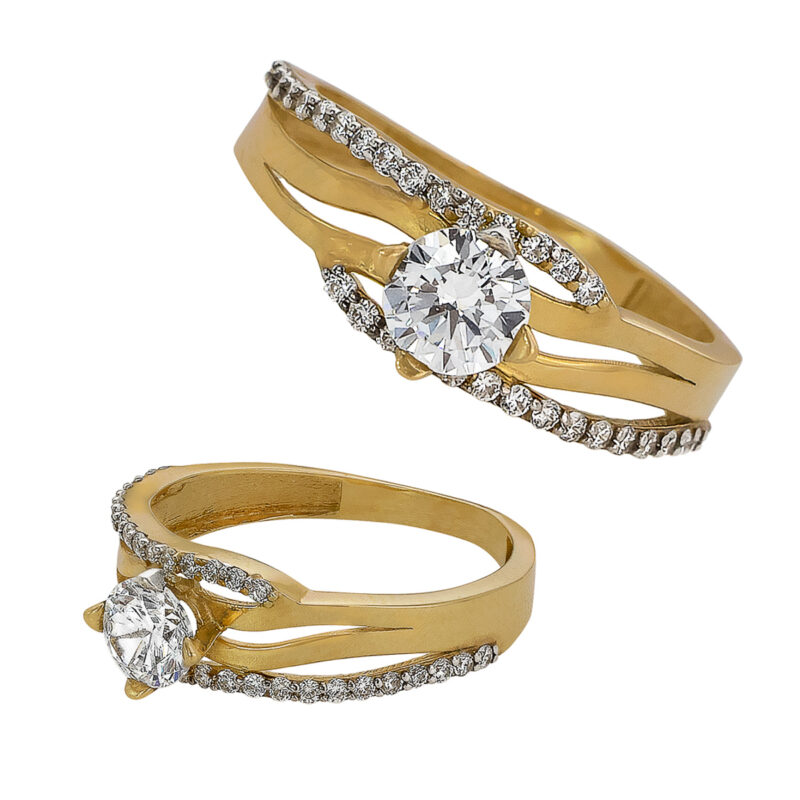 Złoty Pierścionek z Fantazyjną Szyną – Nowoczesny Szyk i Blask - 84591