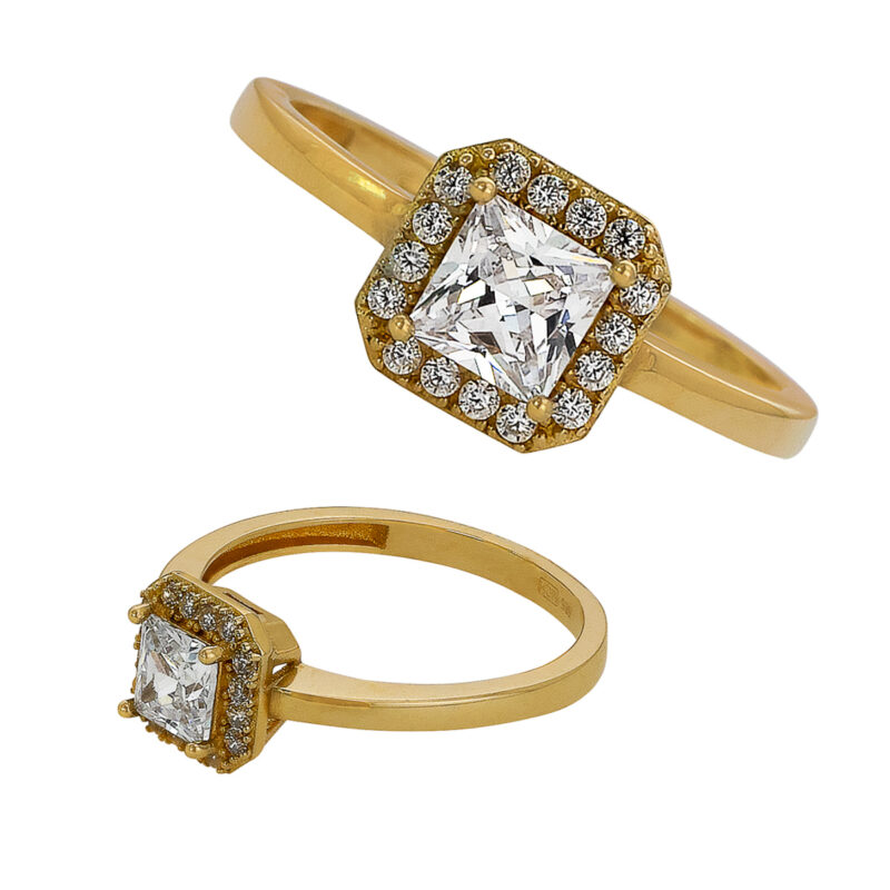 Złoty Pierścionek Zaręczynowy – Geometryczna Precyzja i Królewski Blask - 84715