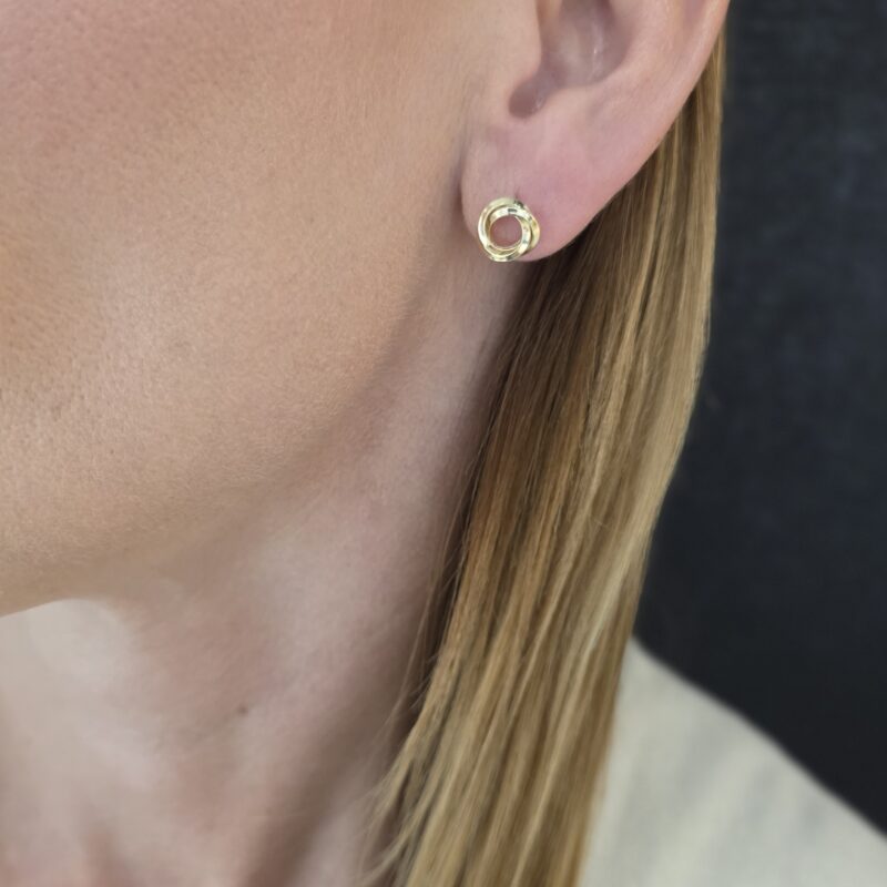 Złote Kolczyki Wkrętki – Eleganckie Przeplatane Węzły 85962