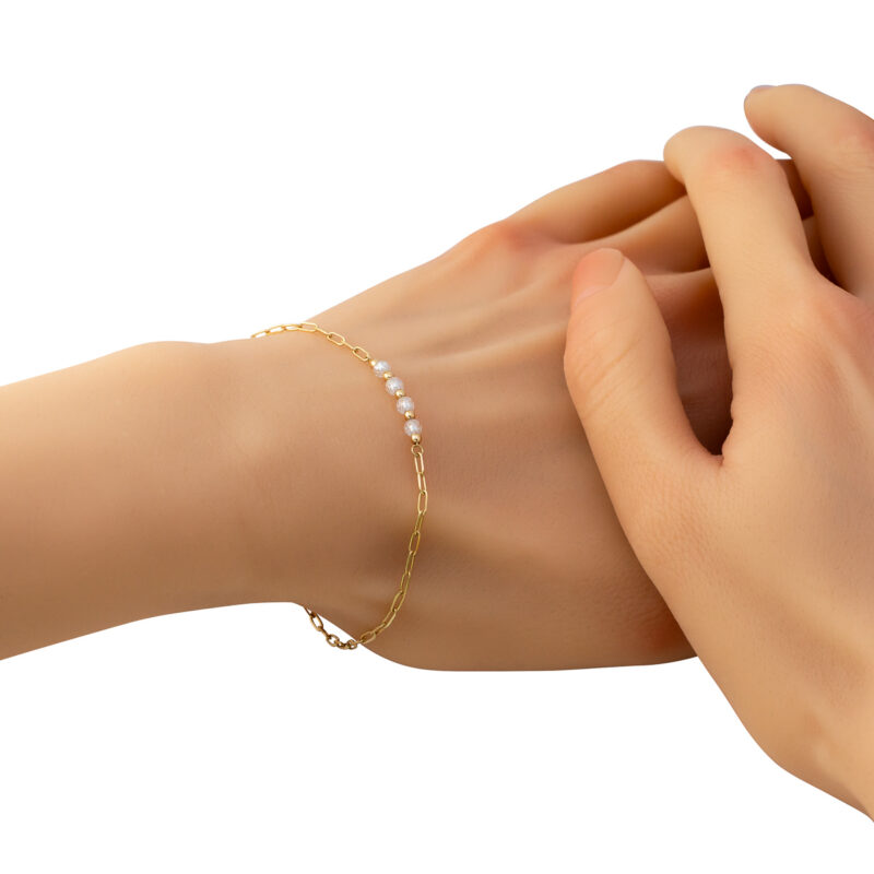 jubiler-jubiler Złota bransoletka z diamentowanymi kulkami - 85886