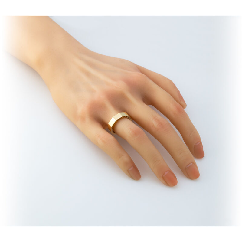 jubiler-jubiler Złoty pierścionek o geometrycznym, wielokątnym kształcie – nowoczesny minimalizm i architektoniczny szyk - 85531
