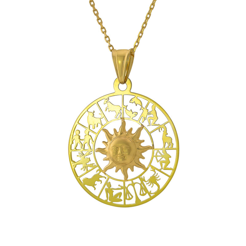Złota Zawieszka Ażurowa „Koło Zodiaku ze Słońcem” 85527